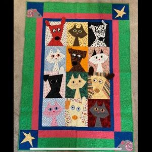 Children's Cats and Dogs Handmade Quilt Kid's Baby